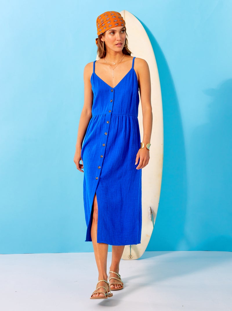 Vestito in garza di cotone blu - Kiabi
