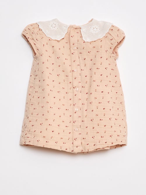 Vestito in garza di cotone con colletto claudine - Kiabi