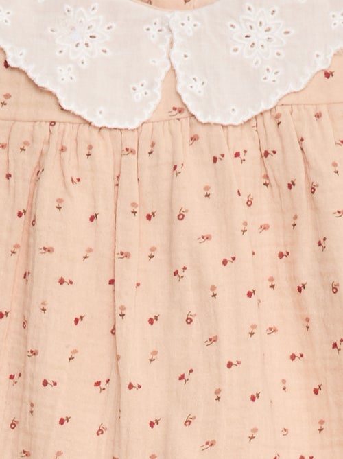 Vestito in garza di cotone con colletto claudine - Kiabi