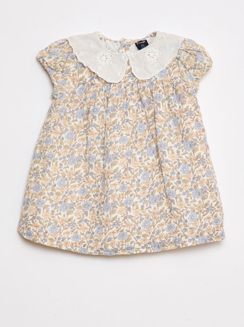 Vestito in garza di cotone con colletto claudine - Kiabi