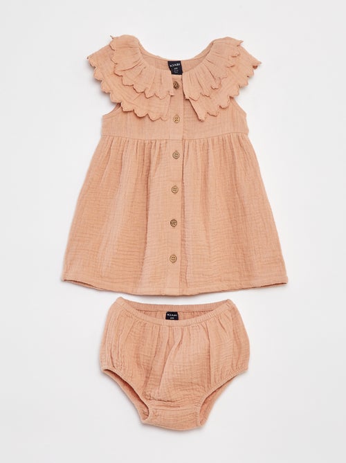 Vestito in garza di cotone + slip - 2 pezzi - Kiabi