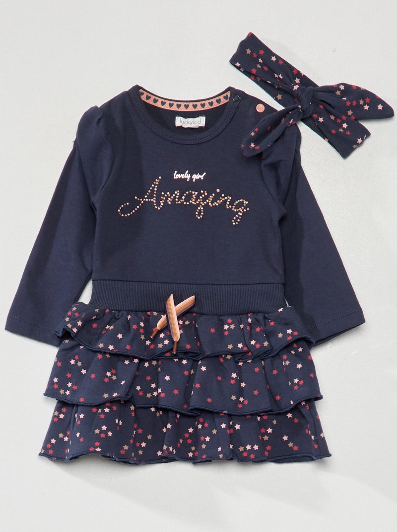 Vestito in jersey + fascia coordinata - 2 pezzi BLU - Kiabi