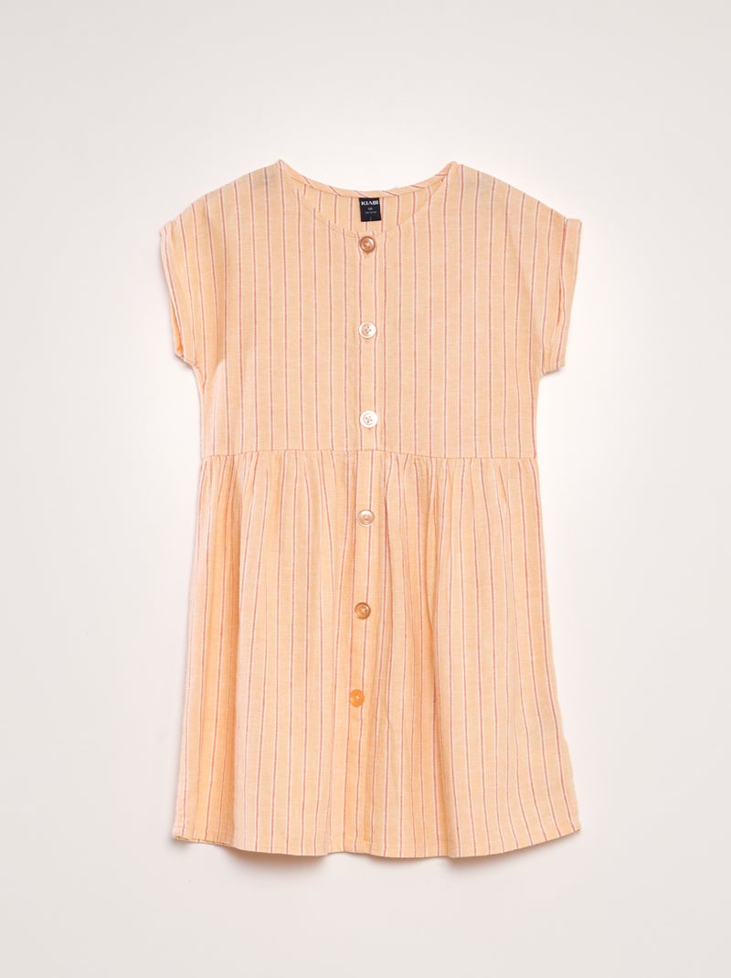 Vestito in lino con bottoni ARANCIONE - Kiabi