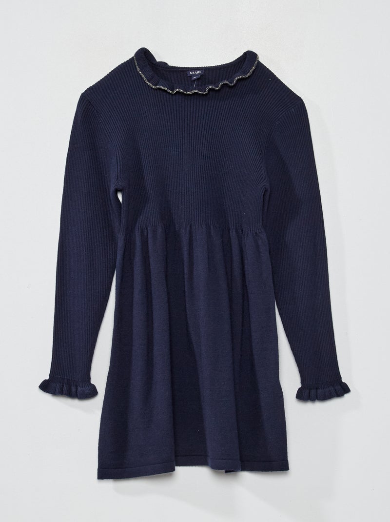 Vestito in maglia a coste blu - Kiabi