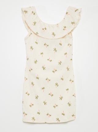 Vestito in maglia a coste con scollo bardot