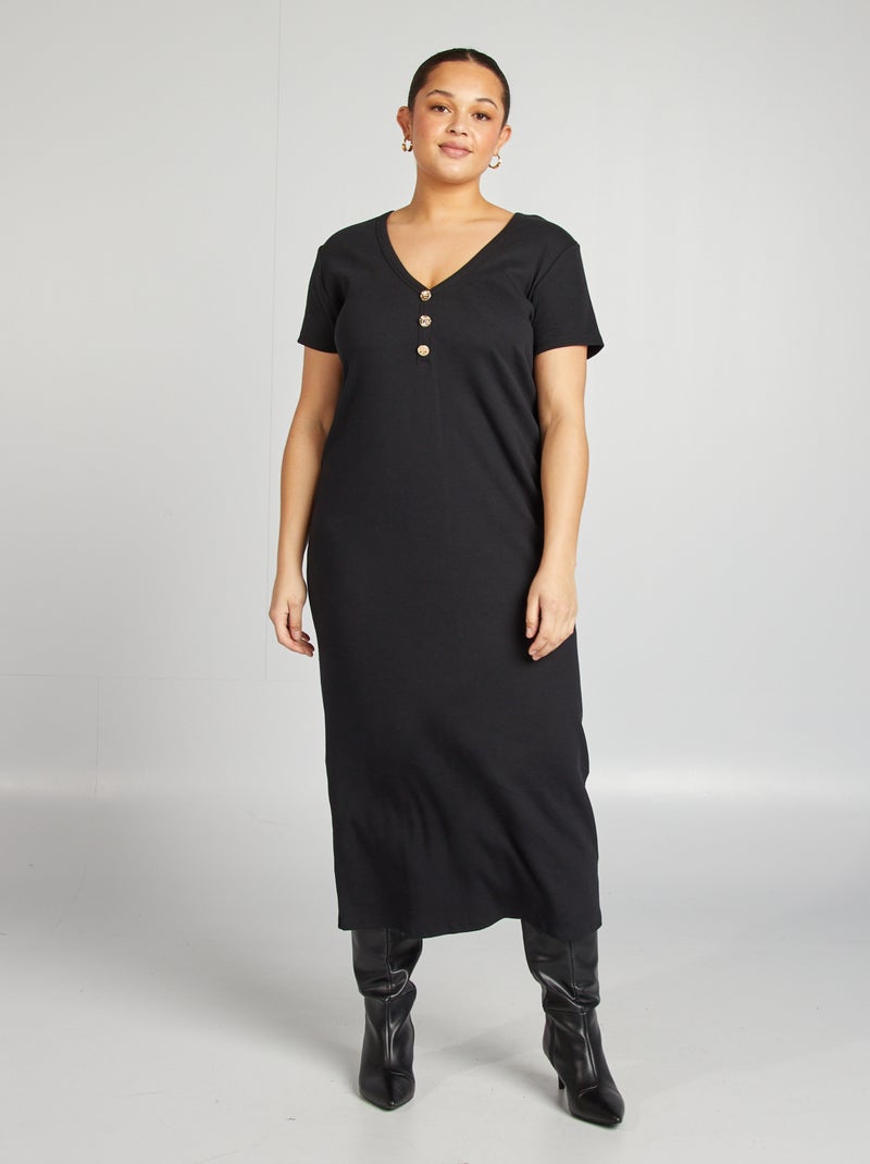 Vestito in maglia a coste nero - Kiabi