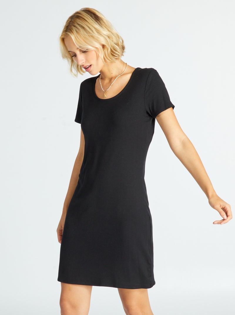 Vestito in maglia a coste Nero - Kiabi