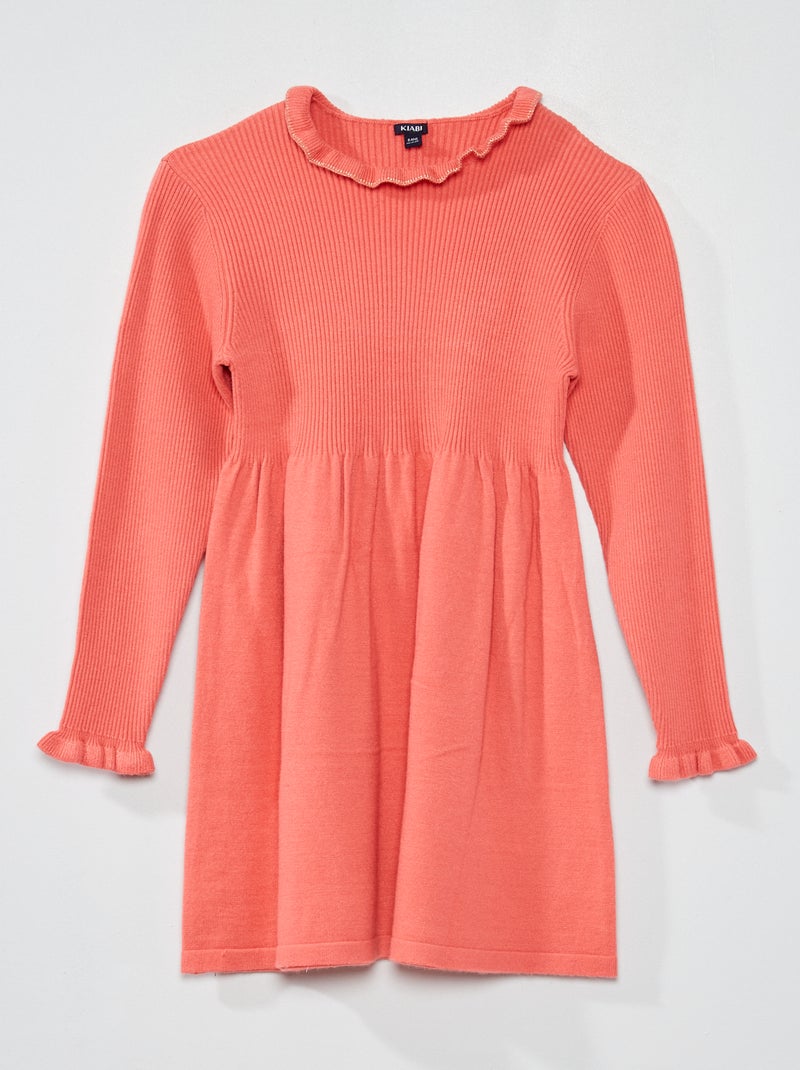 Vestito in maglia a coste rosa - Kiabi