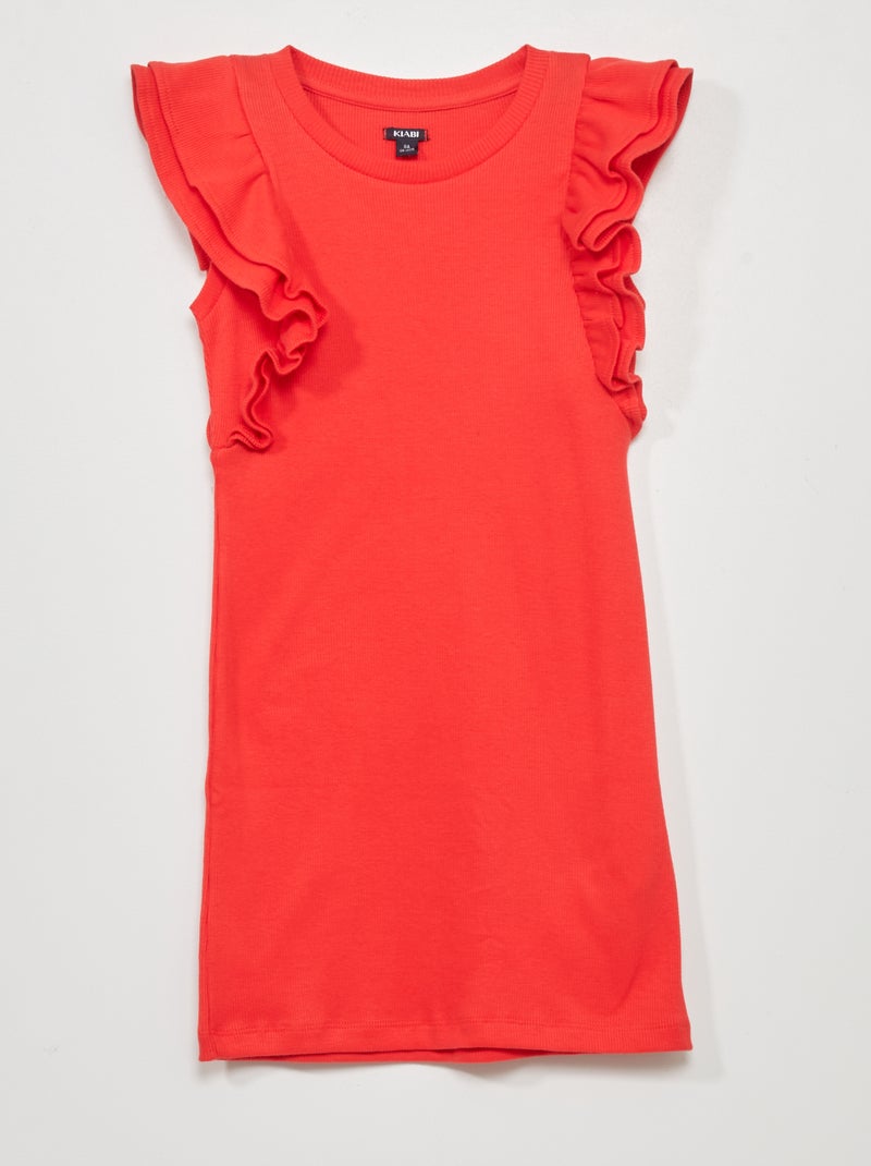 Vestito in maglia a coste rosso - Kiabi