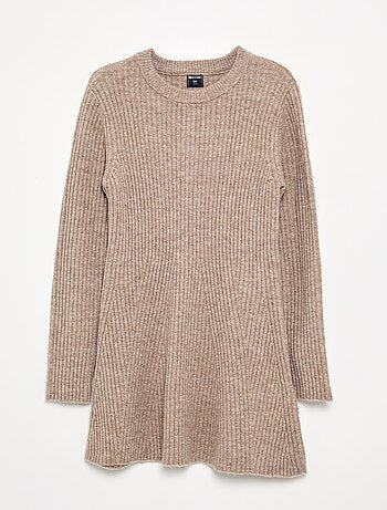 Vestito in maglia a costine a maniche lunghe