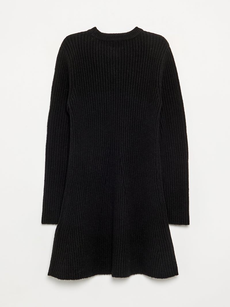 Vestito in maglia a costine a maniche lunghe Nero - Kiabi