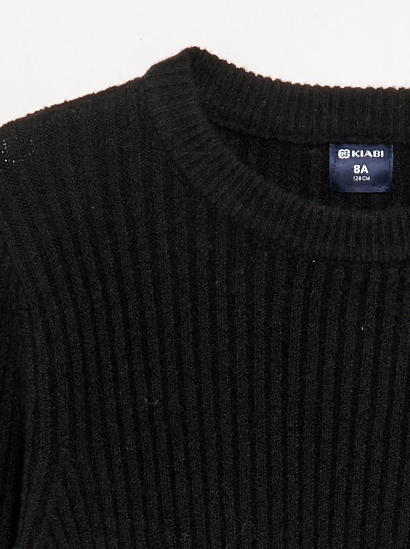 Vestito in maglia a costine a maniche lunghe Nero - Kiabi