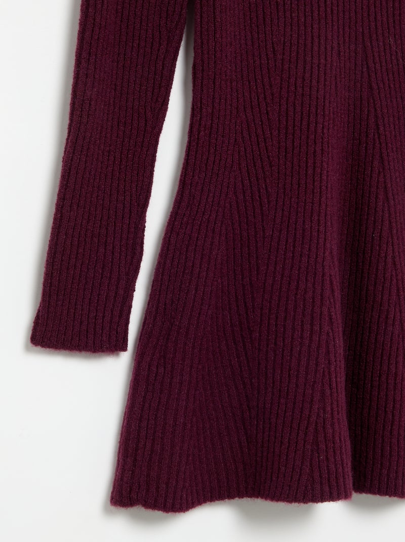 Vestito in maglia a costine a maniche lunghe Viola - Kiabi