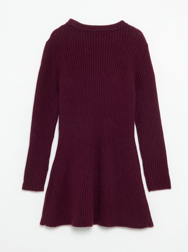 Vestito in maglia a costine a maniche lunghe Viola - Kiabi