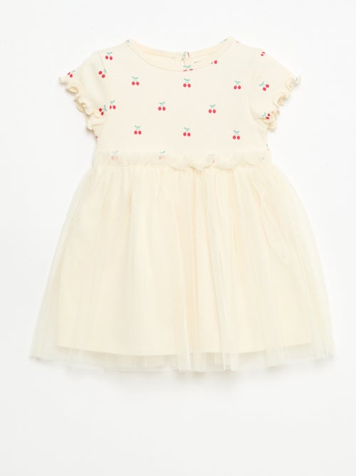 Vestito in maglia a costine e tulle - Kiabi