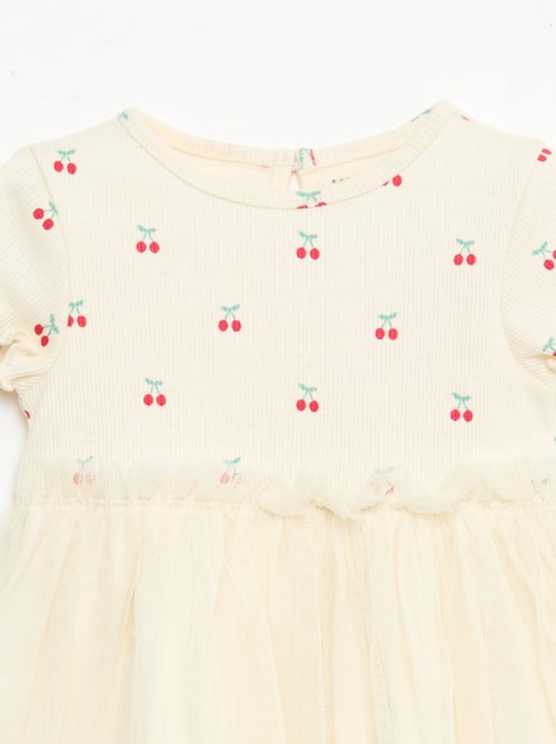 Vestito in maglia a costine e tulle - Kiabi