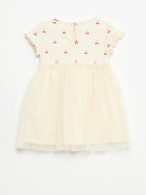 Vestito in maglia a costine e tulle - Kiabi