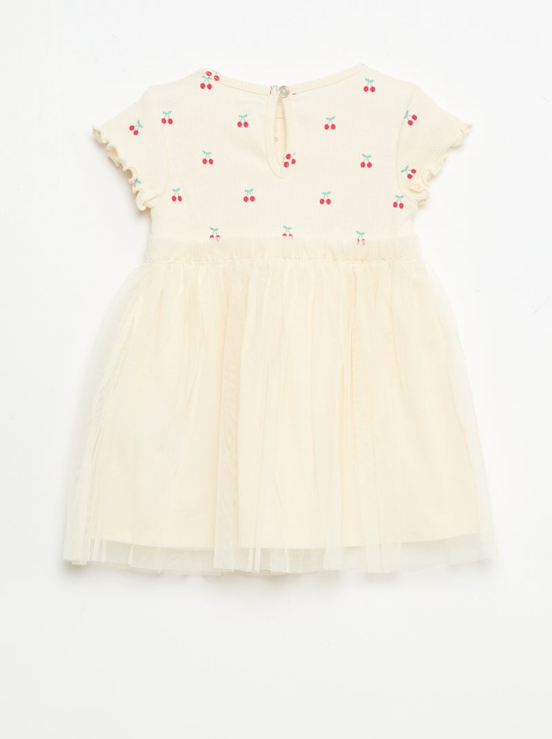 Vestito in maglia a costine e tulle Bianco - Kiabi
