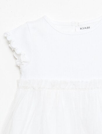 Vestito in maglia a costine e tulle