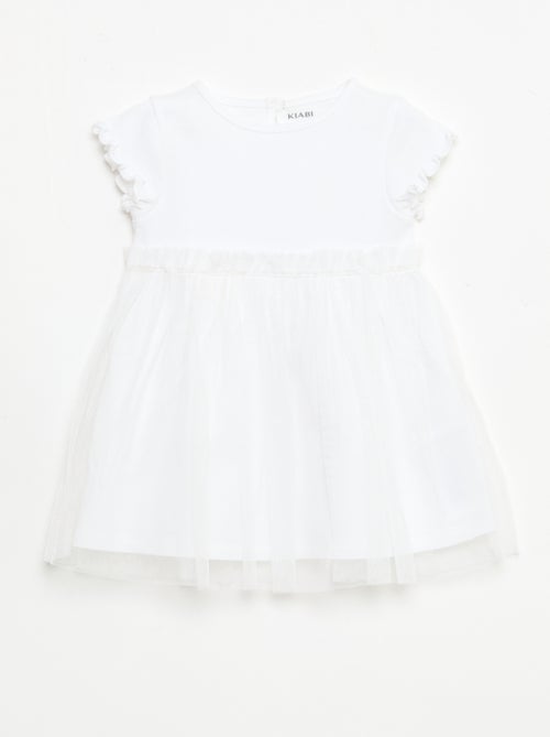 Vestito in maglia a costine e tulle - Kiabi