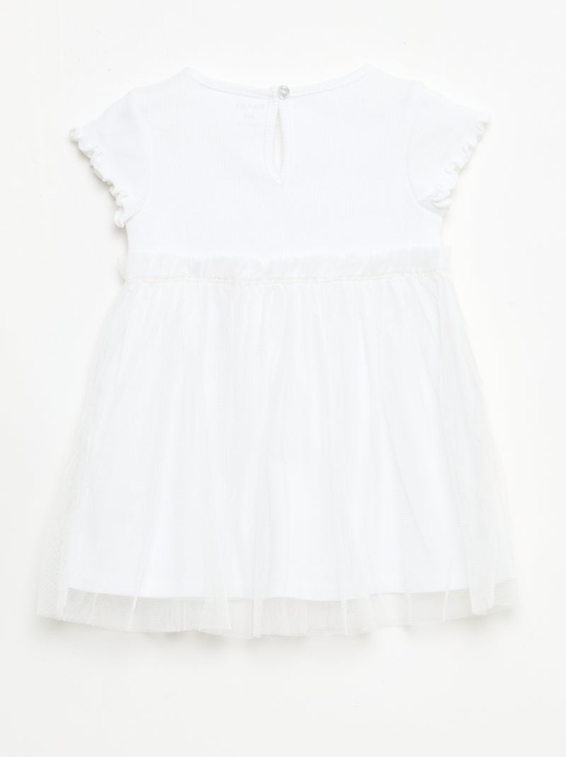 Vestito in maglia a costine e tulle Bianco - Kiabi