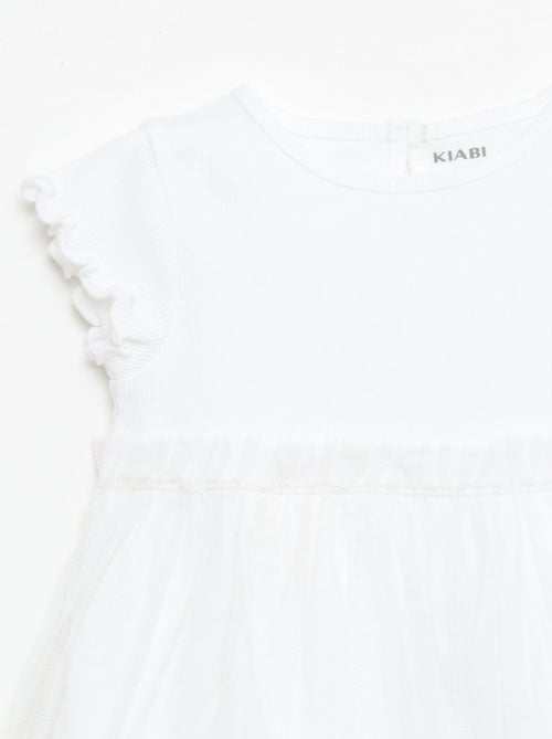 Vestito in maglia a costine e tulle - Kiabi