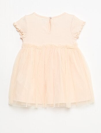 Vestito in maglia a costine e tulle