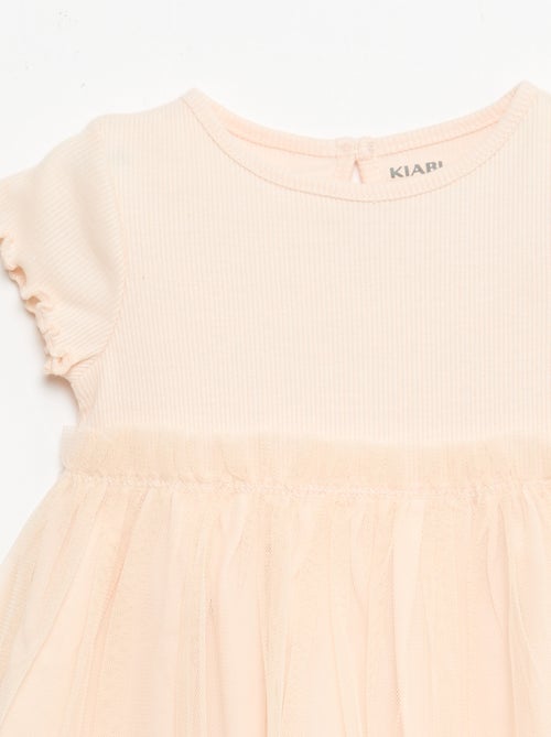 Vestito in maglia a costine e tulle - Kiabi