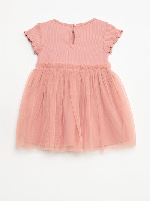 Vestito in maglia a costine e tulle - Kiabi