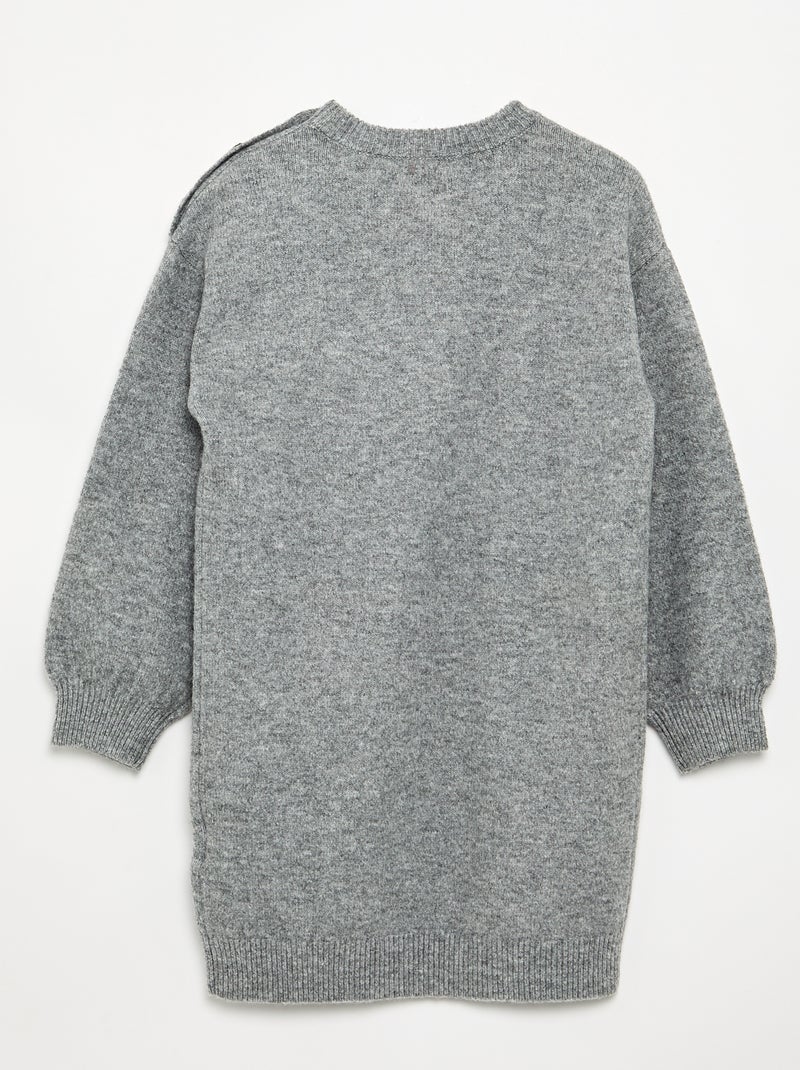 Vestito in maglia a maniche lunghe e collo abbottonato Grigio - Kiabi
