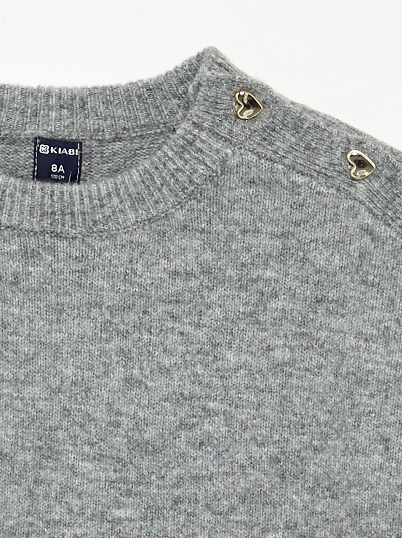 Vestito in maglia a maniche lunghe e collo abbottonato Grigio - Kiabi