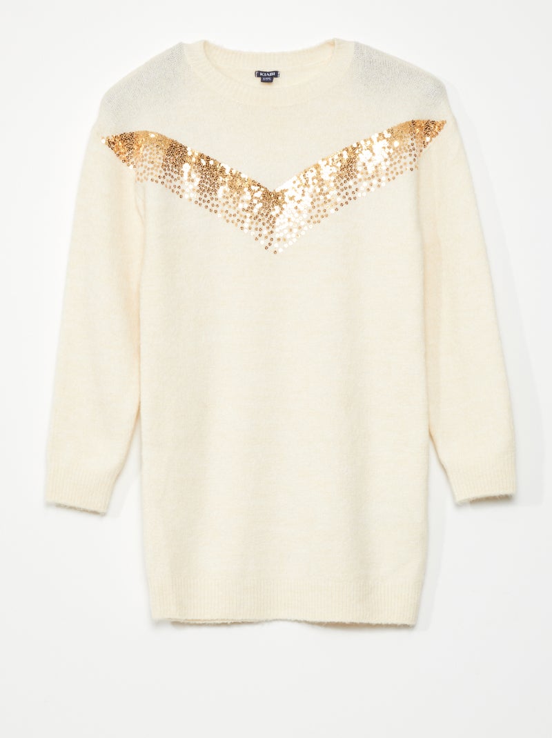 Vestito in maglia con paillettes BIANCO - Kiabi