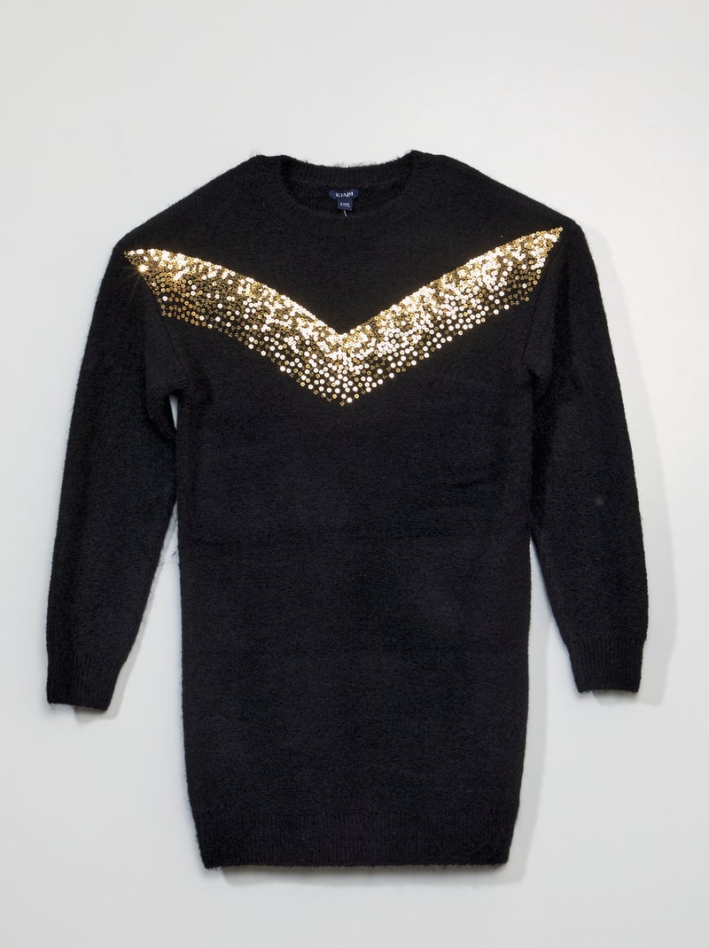 Vestito in maglia con paillettes nero - Kiabi