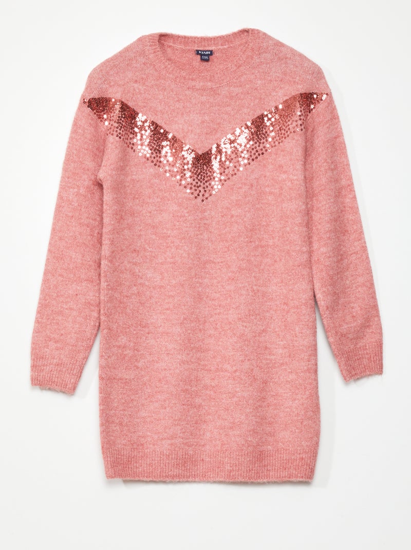 Vestito in maglia con paillettes ROSA - Kiabi