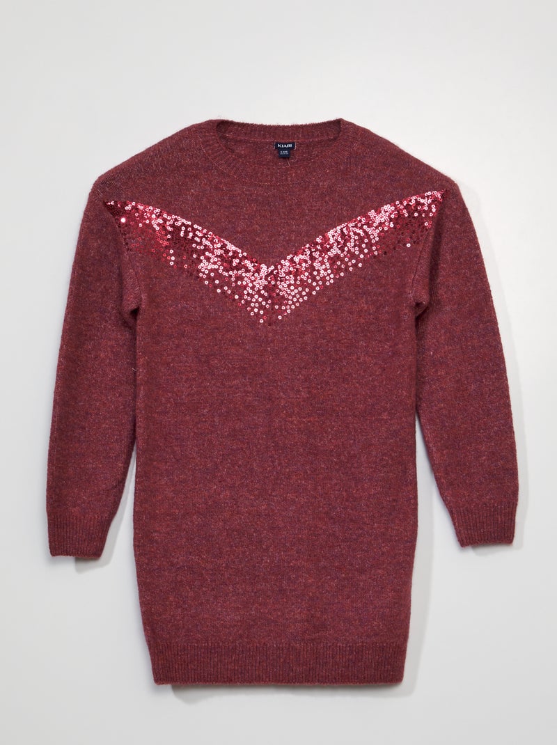 Vestito in maglia con paillettes ROSSO - Kiabi