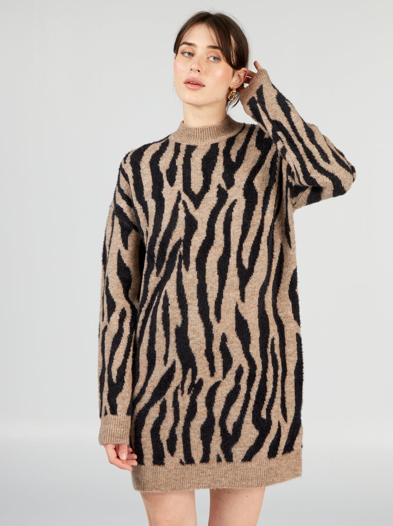 Vestito in maglia con stampa NERO - Kiabi