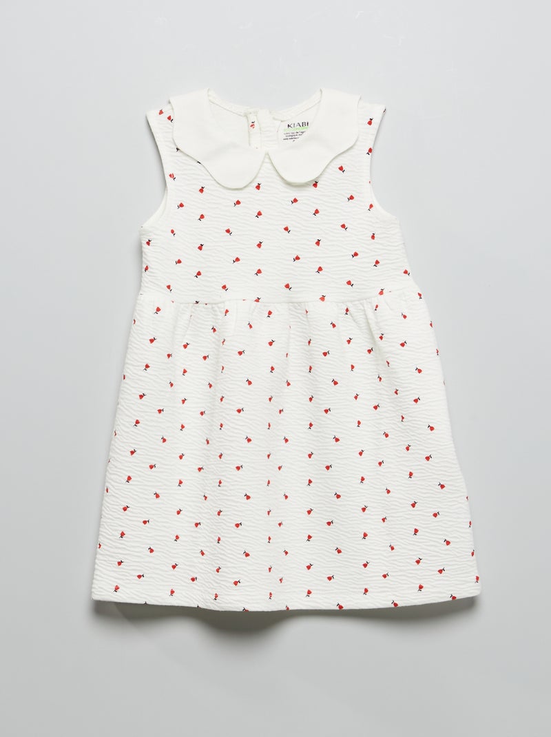 Vestito in maglia effetto crêpe con colletto claudine BIANCO - Kiabi