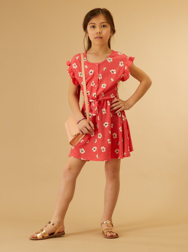 Vestito in maglia effetto crêpe con motivi ROSA - Kiabi