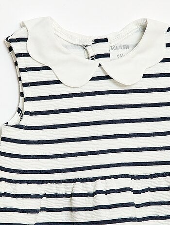 Vestito in maglia effetto stropicciato con collo in popeline