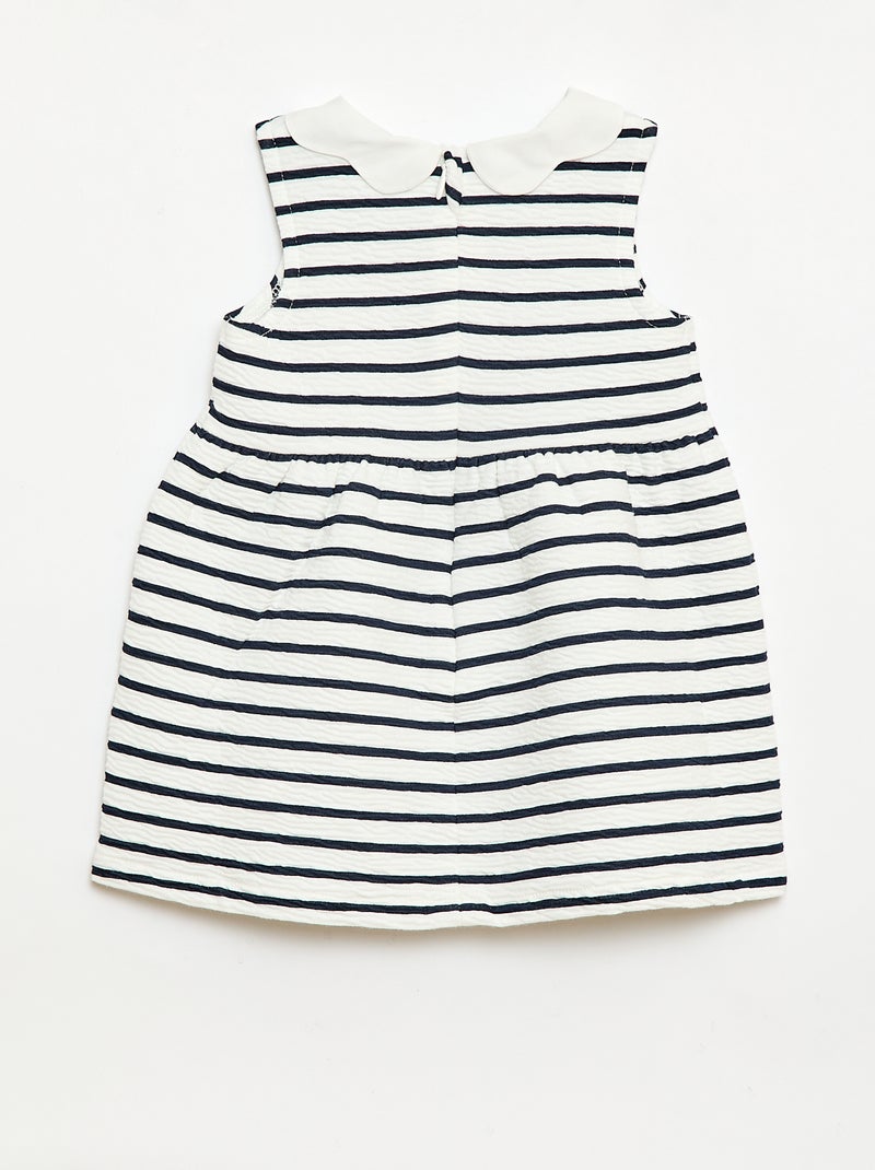 Vestito in maglia effetto stropicciato con collo in popeline Bianco - Kiabi