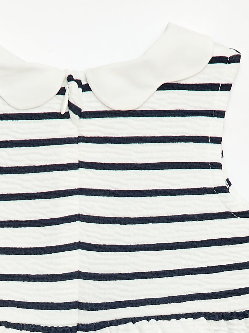 Vestito in maglia effetto stropicciato con collo in popeline Bianco - Kiabi