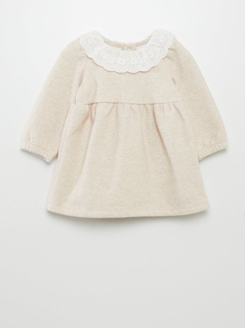 Vestito in maglia pesante a coste BEIGE - Kiabi
