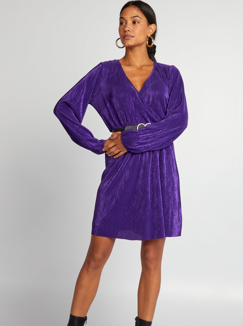 Vestito in maglia plissettata lucida VIOLA - Kiabi