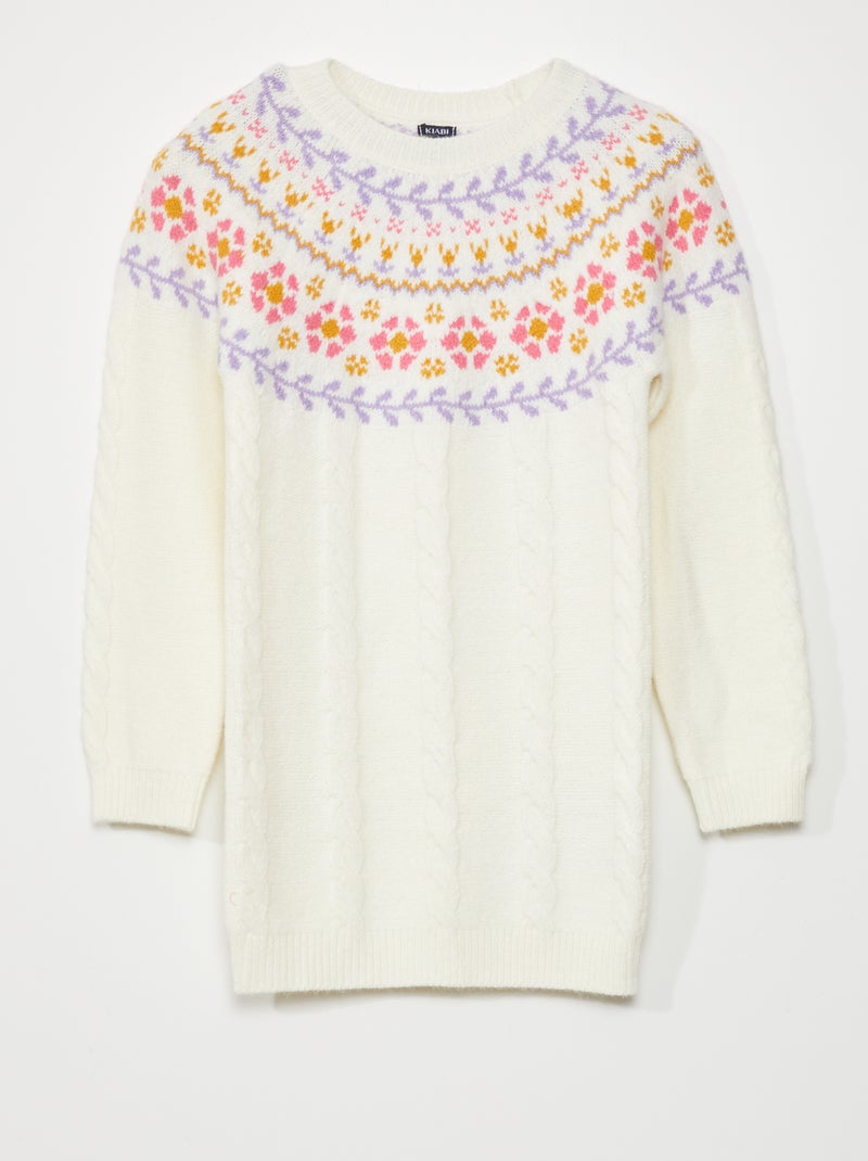 Vestito in maglia stampato 'jacquard' BIANCO - Kiabi