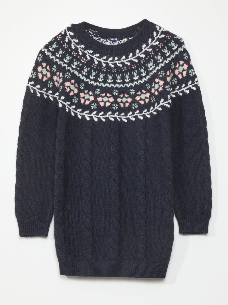 Vestito in maglia stampato 'jacquard' BLU - Kiabi
