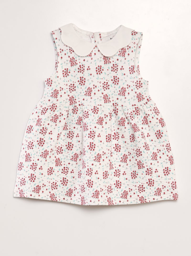 Vestito in maglia stropicciata con colletto claudine BIANCO - Kiabi
