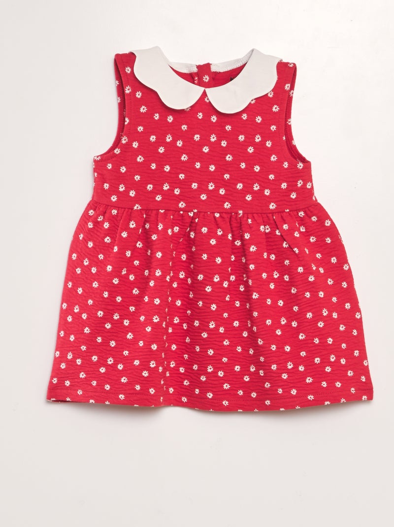 Vestito in maglia stropicciata con colletto claudine ROSSO - Kiabi