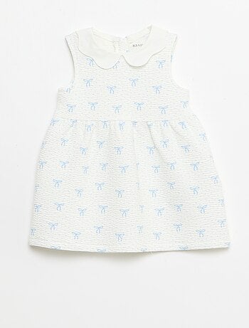 Vestito in maglia effetto stropicciato con collo in popeline