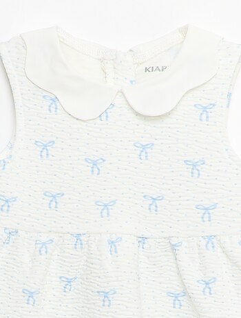 Vestito in maglia effetto stropicciato con collo in popeline