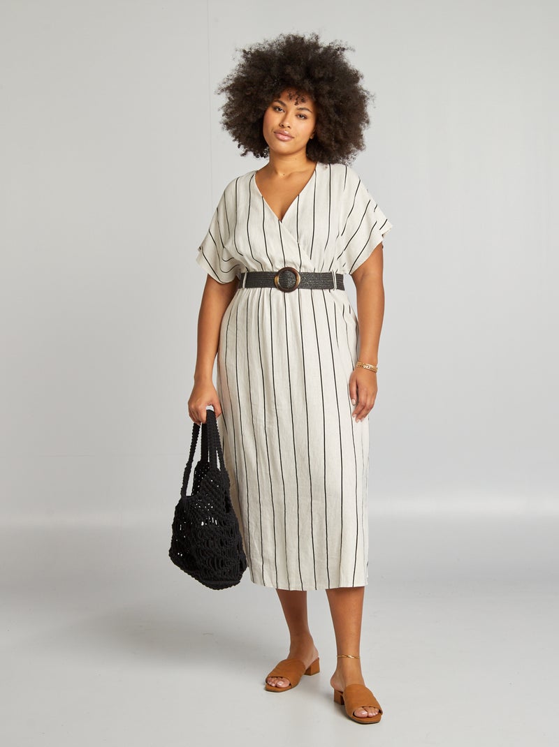 Vestito in misto lino BEIGE - Kiabi